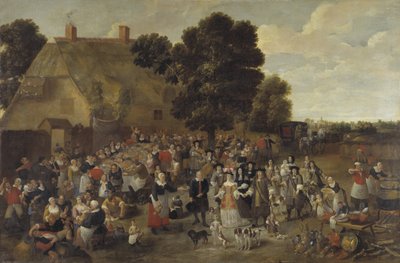 Boda en el pueblo y fiesta al aire libre de Matheus van Helmont
